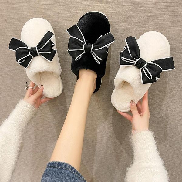 

slippers female shoes flock ladies' winter footwear low cover toe 2021 soft massage flat rubber rome slides casual pu fabric, Black