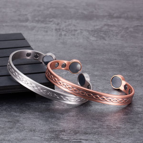 

vinterly infinit pure copper bracelet magnetic cuff adjustable bracelet magnet health copper bracelets bangles for arthritis, White