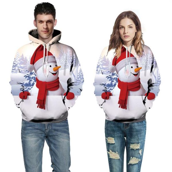 

women's hoodies & sweatshirts christmas snowman print casual long sleeve hooded couple pullover sweatshirt sports baseball outerwear, Black