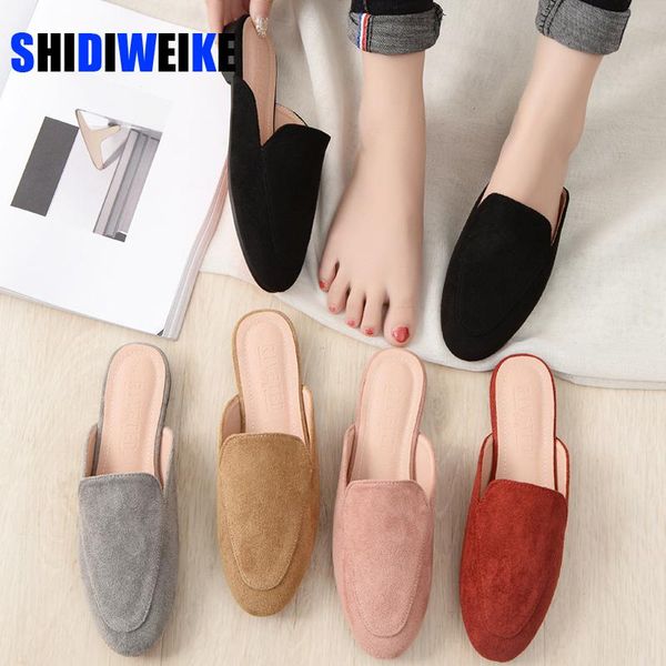 

spring designer outdoorshoes woman mules flock slippers sandalias de verano para mujer zapatos calzado ac880, Black