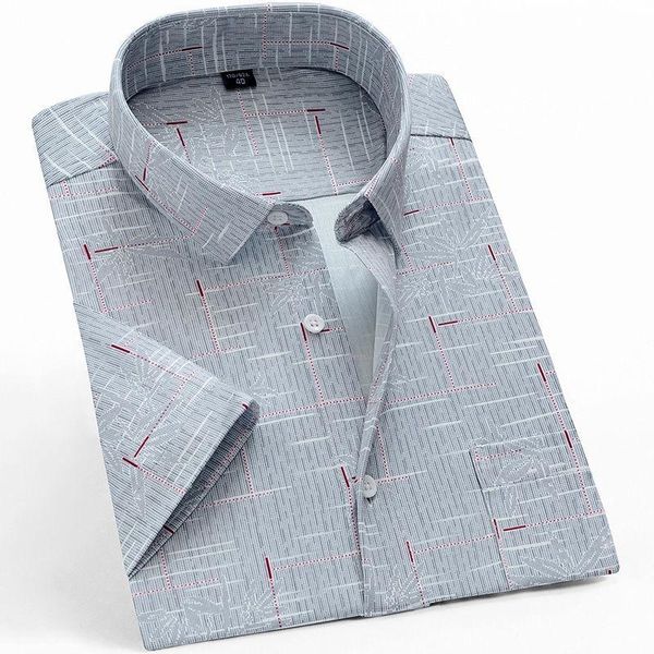 

men's casual shirts summer cool short sleeve men regular fit plaid print shirt for man checkered leisure comfortable business clothing, White;black