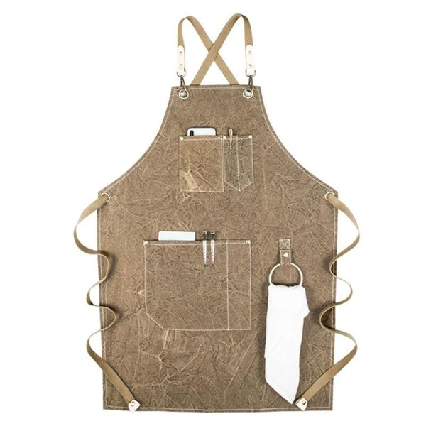 

chef apron cotton canvas cross back adjustable with cooking baking aprons