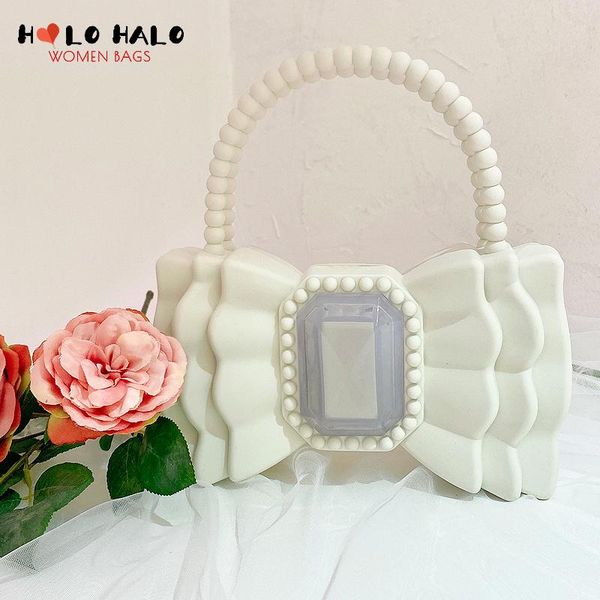 

evening bags cute women's bag bowknot silica gel jelly handbag female designer solid kawaii purses and ladies day clutch purse quality