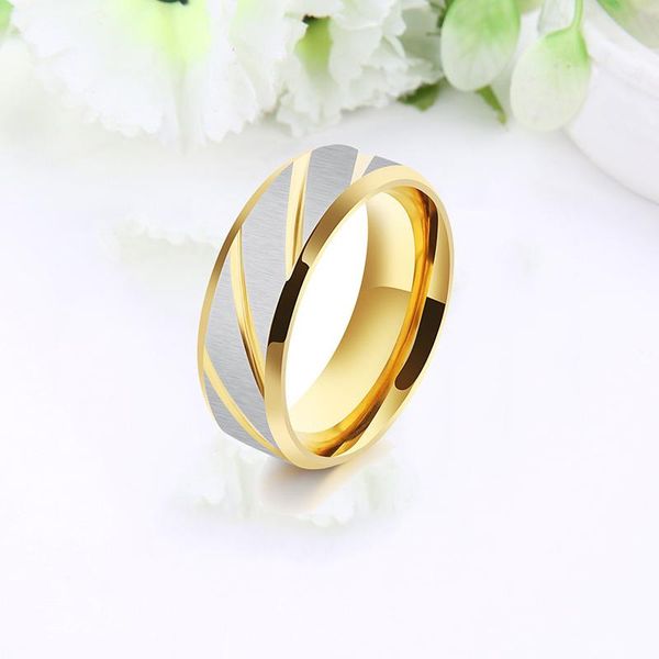 

cluster rings men's titanium steel ring mirror polishing jewelry anniversary engagement wedding promise -mx8, Golden;silver