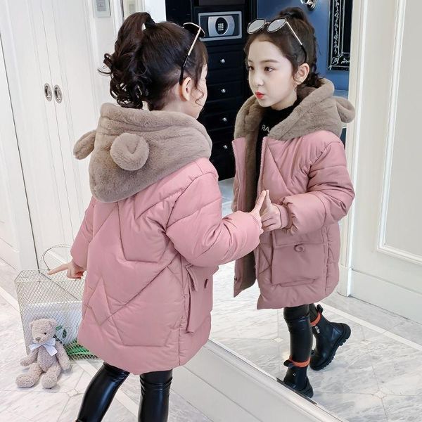 

down coat -30 degrees girl winter warm kids clothes thick parka children clothing cotton jacket hooded plus velvet outerwear 4-13 yrs, Blue;gray