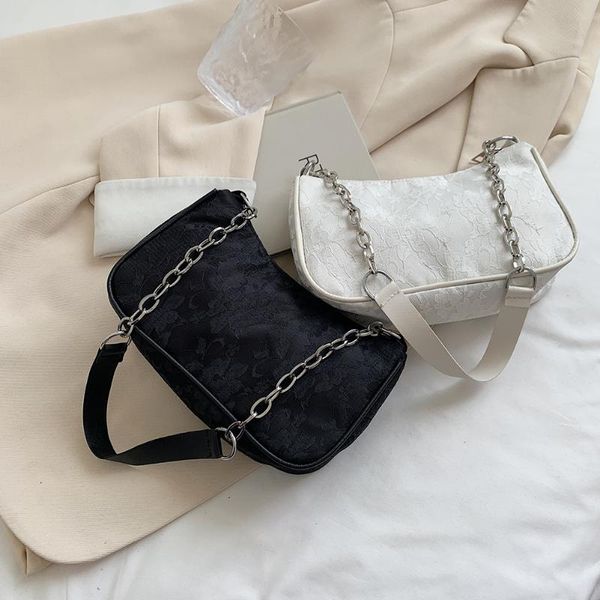 

evening bags vintage women lace jacquard shoulder underarm bag flower solid color handbags luxurious small
