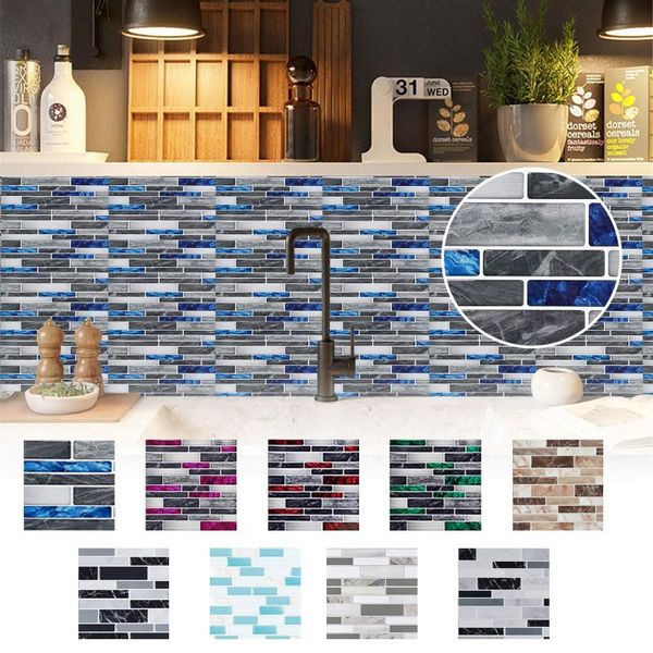 Adesivos de parede Telha casca e pasta de cozinha removível papel de parede padrão de cor decorativo wallpap impermeável banheiro mosaico