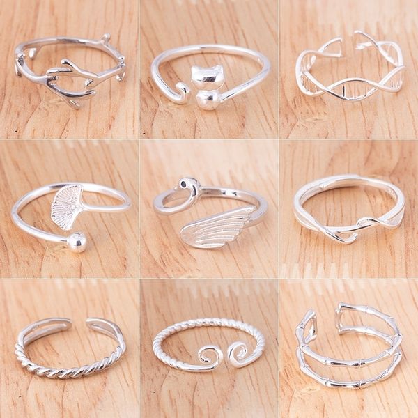 

hLS collection 38 female mino band rings ty design fashion personality light luxury high-level cold wind index collect s national ng finger, Silver