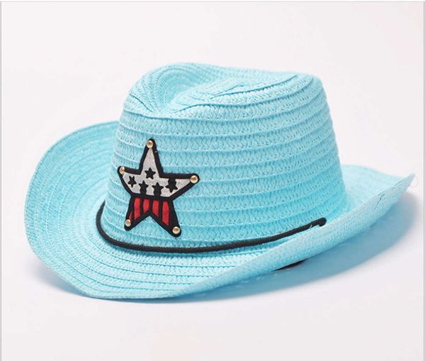 

children's straw hat summer western cowboy boys girls men's sun tide, Yellow