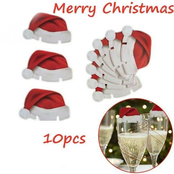 

10pcs/lot christmas decorations hats for champagne glass cup1
