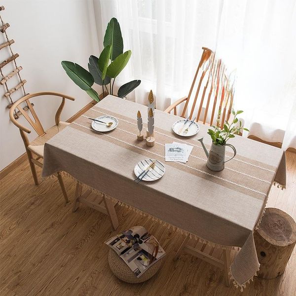 

table cloth tablecloth cotton and linen coffee tv counter solid color striped waterproof