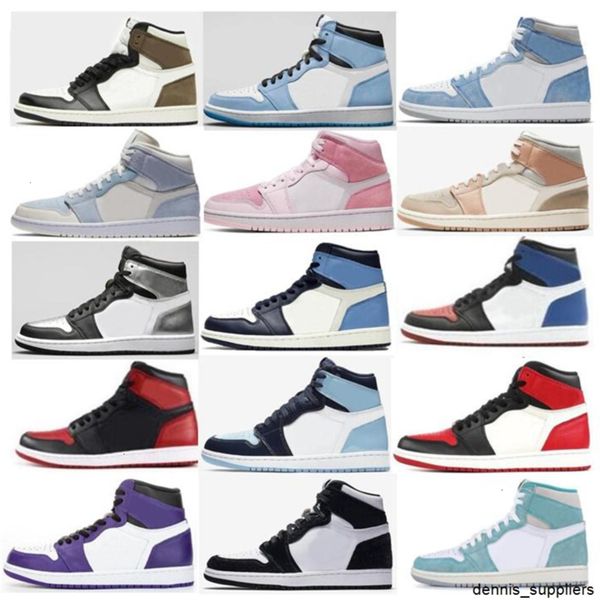 

1 university blue hyper royal twist chicago basketball shoes men 1s mid milan digital pink sail light blue unc patent 3 bred urshoeszone, Black