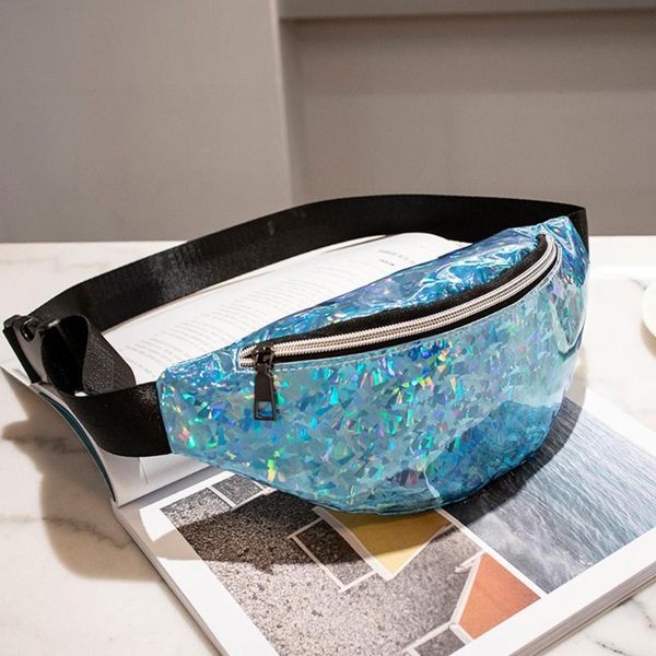 

women fashion lightweight bum zipper casual crossbody waist bag pu leather fanny pack belt sequins all-match street trendy