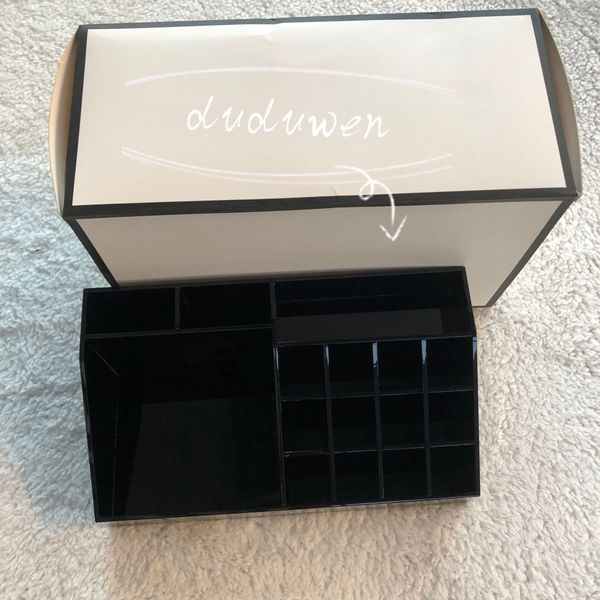 Caso de casos de organização Caso de presente Caixa de armazenamento Retângulo Acrálico Preto Black Classic Jewelry Boxes Cosmetic Storage Cosmetics Tool