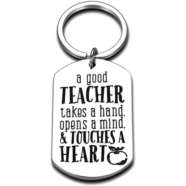

keychains teacher keychain a good takes hand opens mind touches heart keyring for teacher's day gifts jewelry diy, Silver
