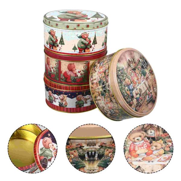 

gift wrap 4 pcs festive christmas candy jars xmas decorative iron storage cases (assorted color)