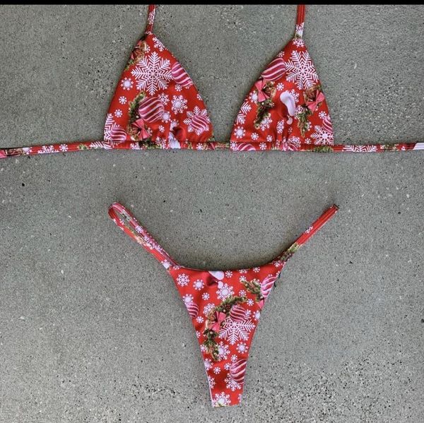 

one-piece suits women swimwear push up swimsuit bikinis 2021 mujer brazilian christmas print thong bikini set summer beach bathing suit