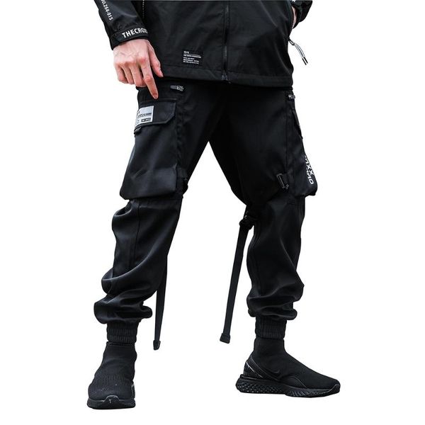 

men's pants cargo men techwear joggers streetwear mens clothes, Black