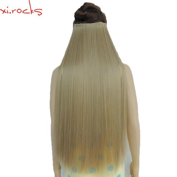 

synthetic wigs wjz12070/16# 5piece xi.rocks wig clip in length straight hairpiece hair clips matte ash blonde, Black