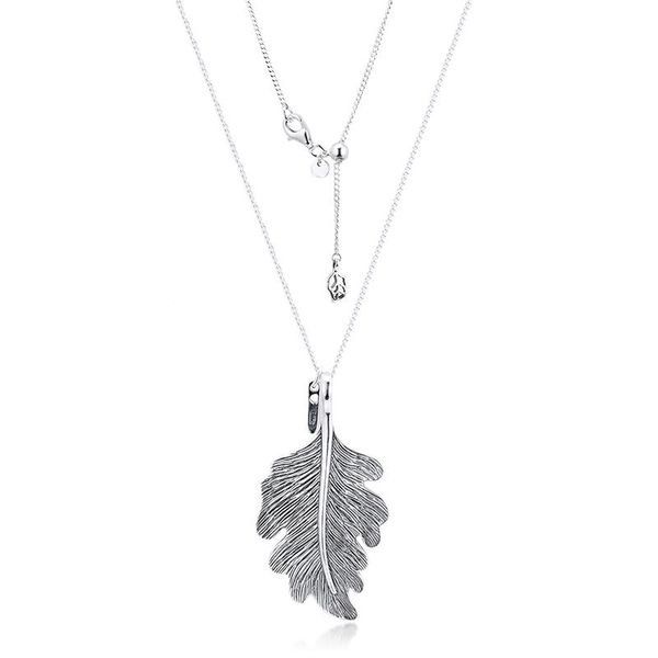

oak leaf pendant necklaces for women 925 sterling silver collier jewelry long chain necklace 2021 female choker clear cz chains