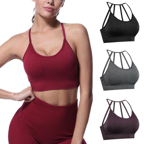 

gym clothing four-strap sports seamless stretch underwear absorber active high impact bra soft cup racerback running yoga, White;black