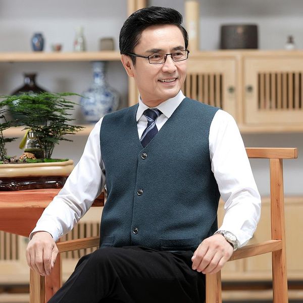 

men's vests thick knitwear autumn & winter buttons sweater cardigan sleeveless male knit vest solid color sweaters, Black;white