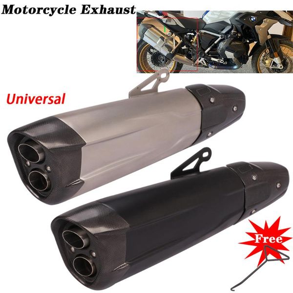 

motorcycle exhaust system universal pipe modify escape muffle double holes with db killer carbon fiber for s1000rr cbr650