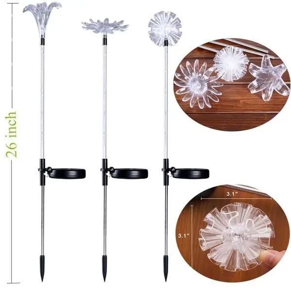 

ariluxÂ® solar multi-color changing led flower stake light transparent lampshade luminous pole - sunflower