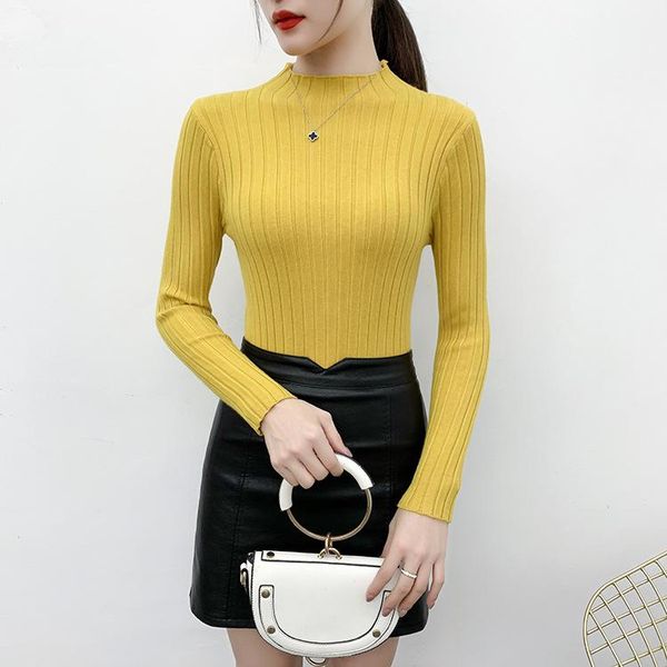 

women's sweaters 2021 autumn winter sweater turtleneck tight high elastic solid women slim knitted pullovers, White;black