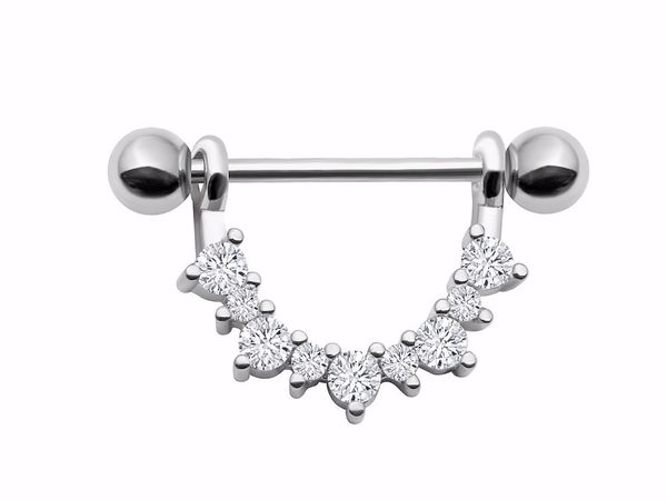 Lot10PCS 14G Jewerly Nipple Shield Ring Bar Piercing Crystal CZ Gems Body Ювелирные изделия
