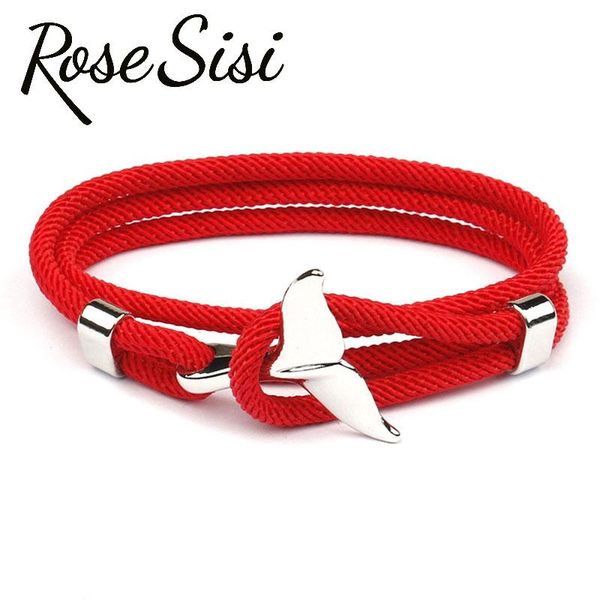 

charm bracelets rose sisi milan line ocean series anchor style whale tail bracelet for women year of life couple hand rope on, Golden;silver