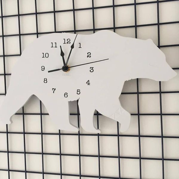 

wall clocks nordic cute carton polar bear silence clock decoration for kids room boy/girl decor christmas gifts