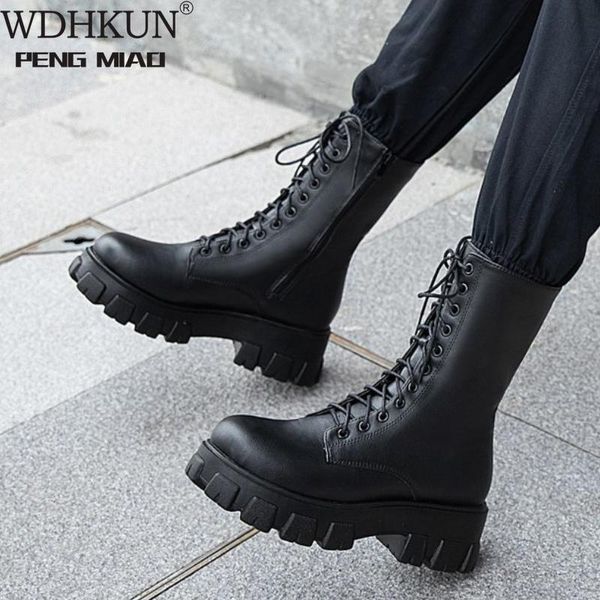 

boots winter women casual fashion warm pu leather platform military size 35-43 white, Black