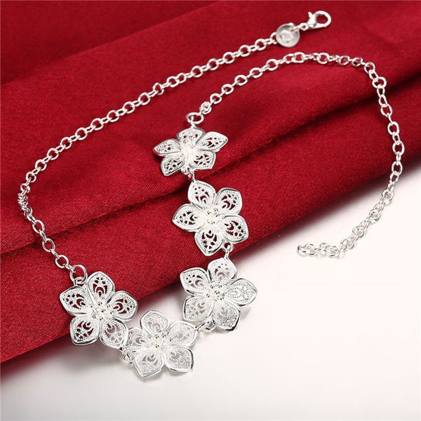 

women's sterling silver plated simple retro hollow flower pendant necklaces gssn336 fashion lovely 925 silver plate jewelry necklace