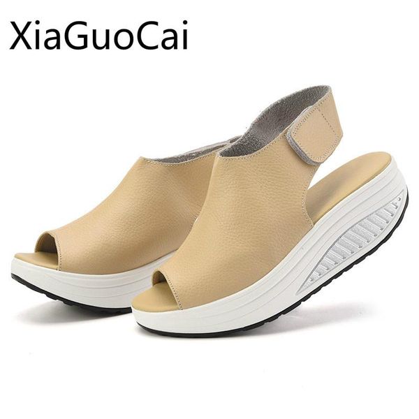 

dress shoes brand fashion women platform casual sandals peep toe wedges plus size creepers summer w4 35, Black