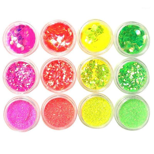 

boxes nail glitter sequins mermaid chameleon flakes hexagon shapes slices colorful art decorations polish manicure kit1, Silver;gold