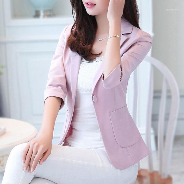 

casual wild suit solid color jacket seven-point sleeve women's 2021 fashion ol professional slim large size -xxl suits & blazers, White;black