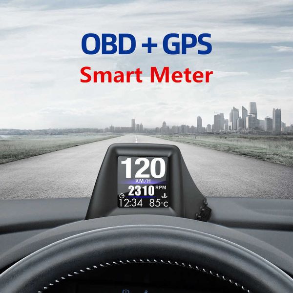 Цифровой GPS Speedometer Одомометр Превышение тревоги Скорость Скорость Скорость Hotsale OBD GPS Двойная система HUD-дисплей автомобиля