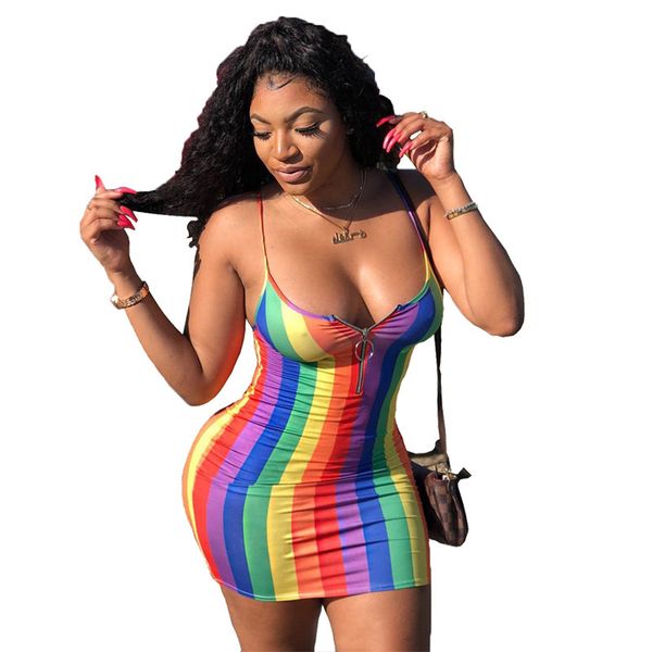 

summer bandage bodycon mini dress women sleeveless spaghetti strap zipper striped clubwear dress beach party dresses short, Black;white