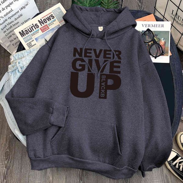 

letter never men's casual pocket loose street cloth cartoon comfortable hip hop hoodie, Black
