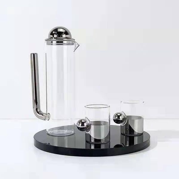 

wine glasses modern simple and light luxury glass water cup kettle tea set model house sales office kitchen soft decorations