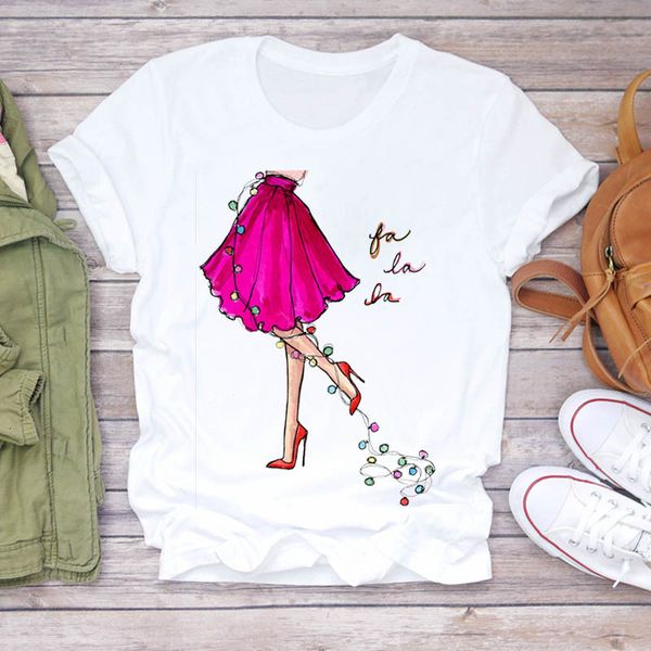 

women's t-shirt women cartoon ladies girl 90s winter merry christmas print lady t-shirts t shirt womens graphic female tee di2, White