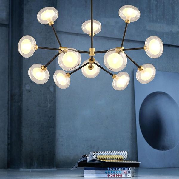 

nordic living room branch g4 led chandelier rod hanging paint black / plate gold luminaria pendant lamparas chandeliers