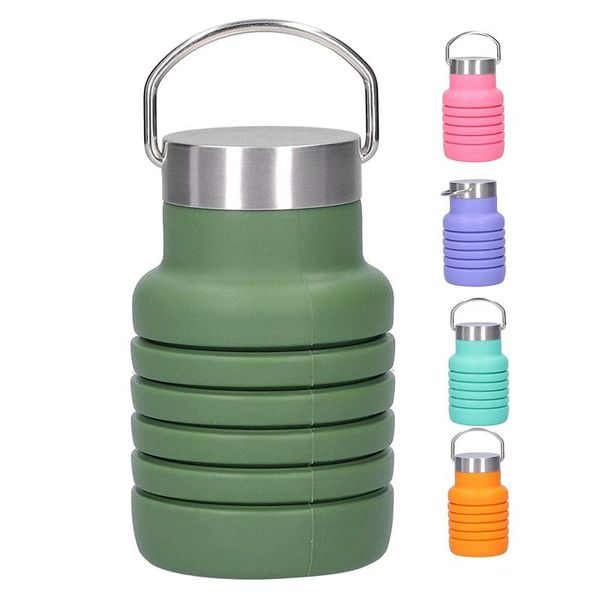 

water bottle sports 550ml foldable reusable use on travel bikes outdoor