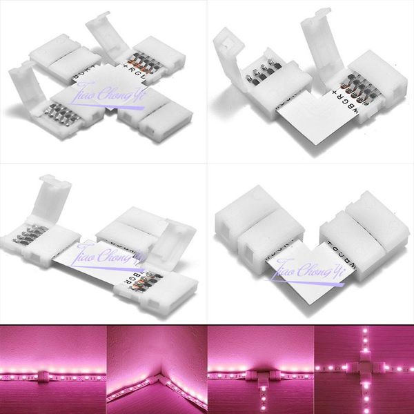 

strips rgbw connectors 10mm 5pin t cross l corner angle led strip connector pcb welding for smd lights