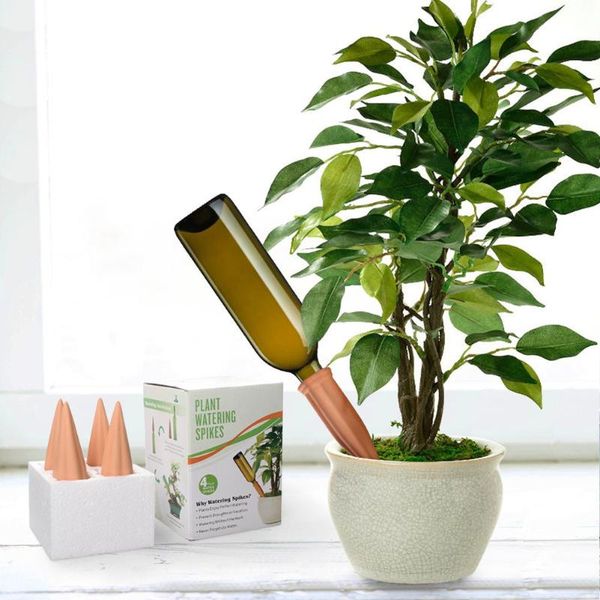 

watering equipments 4 pcs terracotta spikes plant waterer self automatically efficient convenient system for indoor potted plants