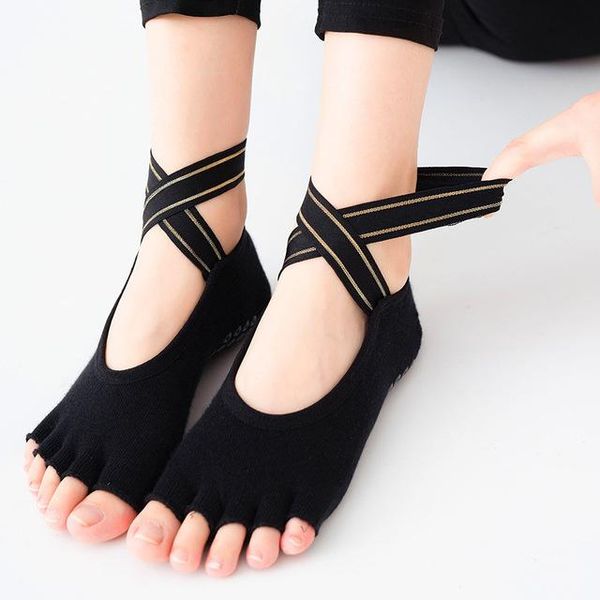 

women yoga socks anti-slip towel bottom bandage pilates sock breathable backless barre sport dance sports, Black