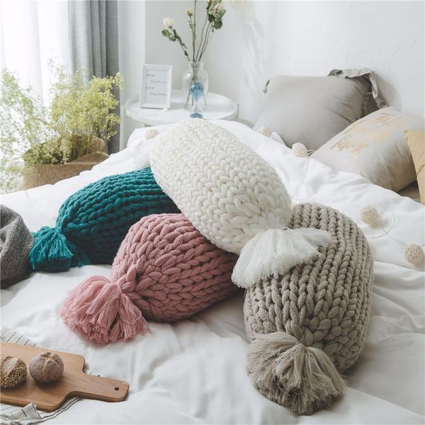 

cushion/decorative pillow oval hand-woven thick line sofa soft cushion creative home decoration knitting wool