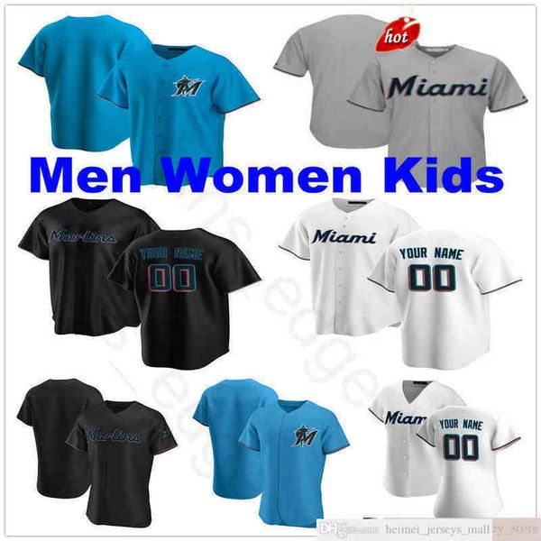 

custom 2022 baseball jerseys man women youth lewis brinson martin prado jose urena brian anderson miguel rojas sandy alcantara stitched kids, Black