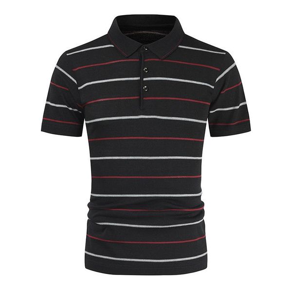 

men's polos 2021 summer striped mens casual business short-sleeved lapel loose large size men t-shirt work clothes -40, White;black